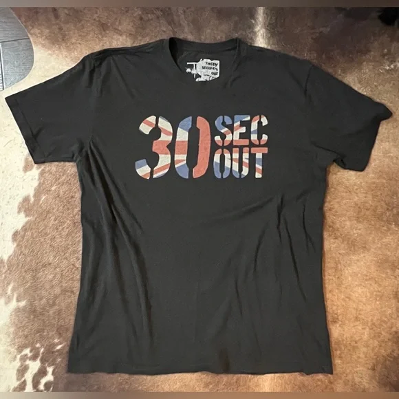 30 Seconds Out Black Graphic Crewneck T-Shirt - Picture 1 of 7